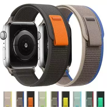 Нейлоновый ремешок-петля для Apple Watch Ultra 49 мм, 45 мм, 41 мм, 44 мм, 40 мм, 42 мм, 38 мм, регулируемый эластичный браслет, браслет для iWatch Series 8, 7, 6, 5, 4, 3, Se, ремешок 38mm 40mm 41mm жёлтый/бежевый