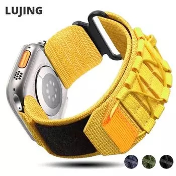 Нейлоновый ремешок-петля для Apple Watch Ultra 2, 49 мм, 45 мм, 44 мм, спортивный браслет для iWatch Series 9, 8, 7, 6, 5, 4 SE 3, 2, 38 мм, 42 мм, 40 мм, 41 мм For 38mm 40mm 41mm чёрный