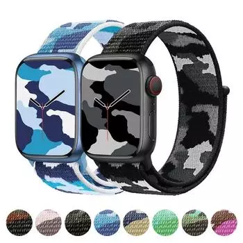 Нейлоновый ремешок-петля для часов 45 мм, 41 мм, 44 мм, 40 мм, 42 мм, 38 мм, камуфляжный браслет для iwatch series 4, 3, 5, 6, 7 38/40/41MM армия зеленый