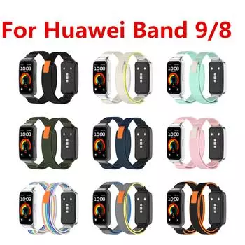 Нейлоновый ремешок-петля для Huawei Band 9, спортивный дышащий ремешок для часов, регулируемый браслет для Huawei Band 8, сменный ремешок Correa чёрный