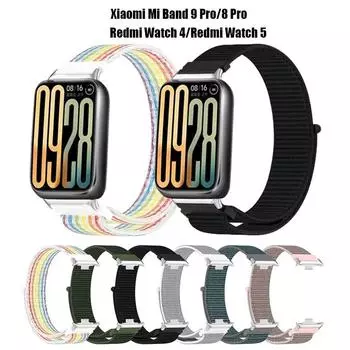 Нейлоновый ремешок-петля для умных часов Redmi Watch 4/5, спортивный ремешок, браслет для Mi Band 9 Pro/8 Pro, аксессуары для браслета, ремешок MiBand 9 Pro роза розовый