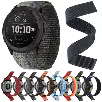Нейлоновый ремешок QuickFit 22 мм 26 мм для Garmin Tactix 7 pro Delta Bravo Band для Garmin Fenix 7X 6 PRO 5 3, плетеные ремешки для часов QuickFit 22mm чёрный