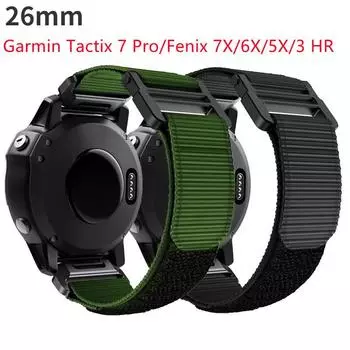 Нейлоновый ремешок с липучкой для Garmin Tactix 7 Pro, быстросъемный ремешок, ремешок QuickFit для Garmin Fenix 7X 6X 6 pro 5X plus 26 мм