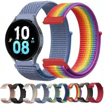 Нейлоновый ремешок с петлей 20 мм 22 мм для Samsung Galaxy Watch 6/5/4, классический браслет для Huawei Watch 3Pro/GT2-3/Amazfit GTR/GTS4 Band Width 20mm aero синий