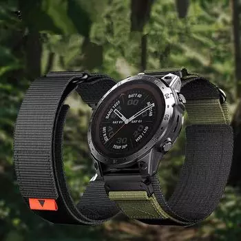 Нейлоновый ремешок с петлей 22 мм 26 мм для Garmin 5Plus 6Pro 7Pro, удобный браслет для часов Fenix 7XPro 5XPlus 6XPro, браслет Tactix7, ремень Quick Fit 22mm чёрный