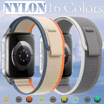 Нейлоновый ремешок Trail для Apple Watch Ultra2 49 мм 45 мм 41 мм 44 мм 40 мм женский мужской регулируемый спортивный ремешок iWatch Series 9 8 7 SE 6 5 4 3 Аксессуары 49mm 45mm 44mm 42mm for apple watch светло-оранжевый