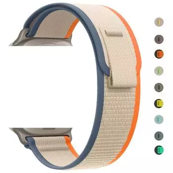 Нейлоновый ремешок Trail для Apple Watch Ultra/2 49 мм 45 мм 41 мм 44 мм 40 мм женский мужской регулируемый спортивный ремешок iWatch Series 9 8 7 SE 6 5 4 3 Аксессуары 41mm 40mm 38mm for apple watch оранжевый