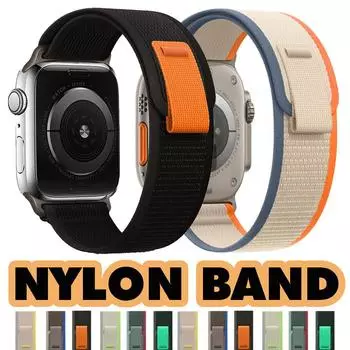 Нейлоновый ремешок Trail для Apple Watch Ultra/2 49 мм 45 мм 41 мм 44 мм 40 мм женский мужской регулируемый спортивный ремешок iWatch Series 9 8 7 SE 6 5 4 3 Аксессуары 49mm 45mm 44mm 42mm for apple watch светло-оранжевый