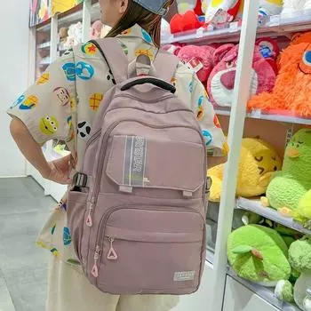 Нейлоновый рюкзак большой емкости для младших школьников, школьный рюкзак унисекс чёрный