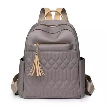 Нейлоновый рюкзак большой емкости с кисточками женский водонепроницаемый легкий дорожный рюкзак чёрный