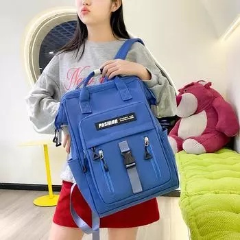 Нейлоновый рюкзак большой емкости, женский легкий рюкзак, однотонный студенческий школьный рюкзак хаки