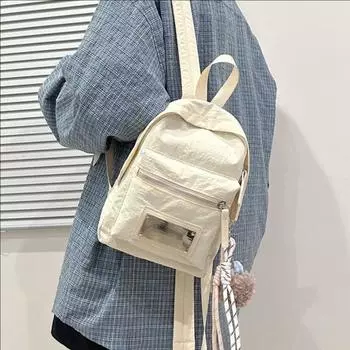 Нейлоновый рюкзак большой вместимости, многофункциональный рюкзак для студентов, однотонный рюкзак для отдыха и путешествий no pendant белый