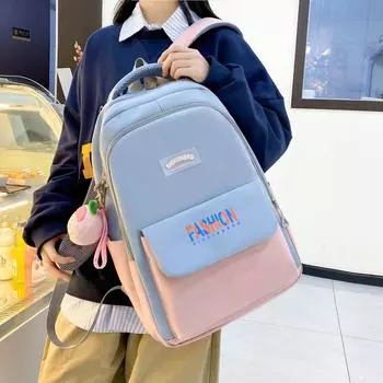 Нейлоновый рюкзак, цветной студенческий школьный рюкзак, женский рюкзак большой емкости, легкий рюкзак чёрный