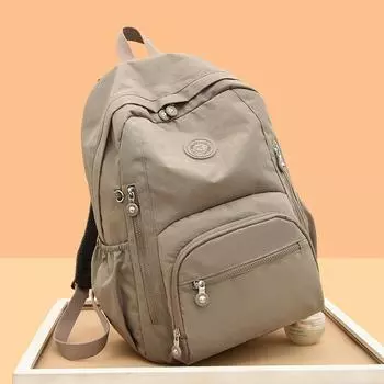 Нейлоновый рюкзак, однотонный, школьная сумка для студента, большая вместимость, женская дорожная сумка фиолетовый/серый