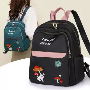 Нейлоновый рюкзак с вышивкой, женская сумка, школьный рюкзак, небольшой рюкзак для путешествий чёрный