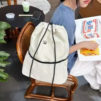 Нейлоновый рюкзак с завязками на шнурке, легкий, большой емкости, корейская сумка для отдыха, поездок на работу, фитнеса, велоспорта, йоги синий