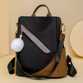 Нейлоновый рюкзак женский цветной рюкзак для поездок на работу большой емкости с защитой от кражи чёрный