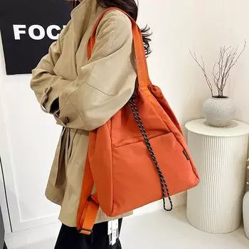 Нейлоновый рюкзак женский однотонный цвет большая вместительная сумка студенческий класс сумка через плечо серый