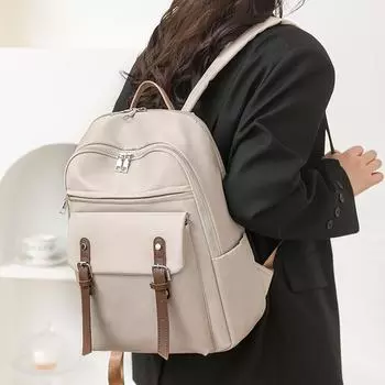 Нейлоновый рюкзак женский однотонный рюкзак легкий студенческий дорожная сумка чёрный