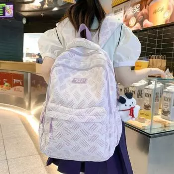 Нейлоновый школьный женский рюкзак, рюкзак для учащихся средней школы большой емкости серый