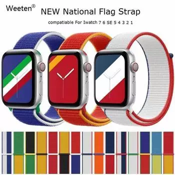Нейлоновый спортивный ремешок-петля для Apple Watch SE 6, 7, 3, 4, 5, ремешок для часов iWatch 42 мм, 38 мм, 41 мм, 45 мм, смарт-часы, международный браслет For 38MM/40MM
