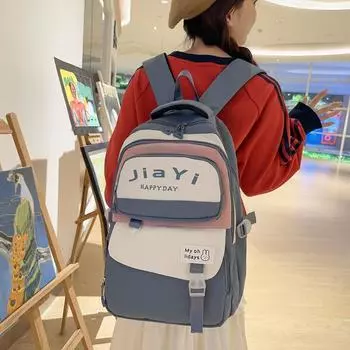 Нейлоновый студенческий рюкзак большой вместимости чёрный