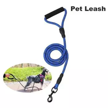 Нейлоновый светоотражающий тяговый трос с удобной круглой ручкой, 150 см, прочный поводок для собак малого, среднего и большого размера