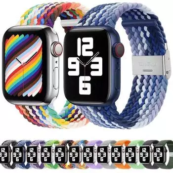 Нейлоновый тканевый ремешок для Apple Watch Series 8, 7, 6 SE, 5, 4, 3, 38, 40 мм, 42 мм, 44 мм, 41 мм, 45 мм 49, ультраплетеный ремешок Solo Loop для iwatch 38/40/41mm