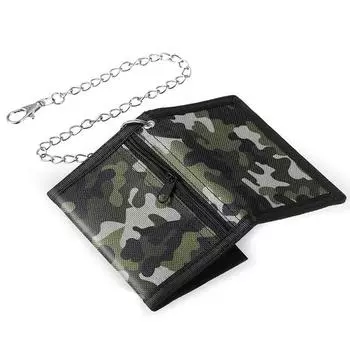 Нейлоновый тройной складной повседневный кошелек для мужчин, женщин, молодежи, новинка, сумка для денег, кошелек на молнии, держатель для удостоверения личности, карман для детей с цепочкой