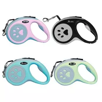 Нейлоновый удлиняющийся поводок 3/5 метра, автоматический, убирающийся для маленьких и средних собак 5 meters зелёный