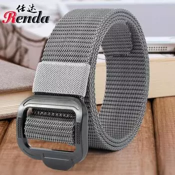 Нейлоновый уличный тканый ремень из сплава, ремень для брюк из холста 3,8 см 120cm чёрный