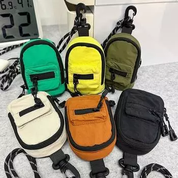 Нейлоновый висящий шейный кошелек для монет в корейском стиле, сумка для наушников с помадой, сумка через плечо для женщин чёрный