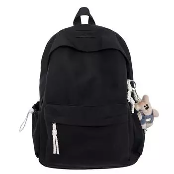 Нейлоновый водоотталкивающий рюкзак, однотонный школьный рюкзак для студента, женский дорожный рюкзак Small чёрный