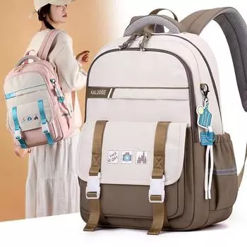 Нейлоновый женский цветной рюкзак для студентов, школьная сумка большой емкости оранжевый