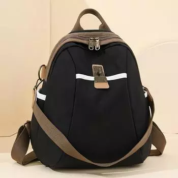 Нейлоновый женский рюкзак, модный тренд, ретро, женская многофункциональная повседневная контрастная дорожная сумка через плечо чёрный