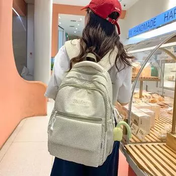 Нейлоновый женский рюкзак однотонный школьный ранец для девочек чёрный