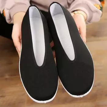 Нейтральная китайская традиционная обувь для кунг-фу из хлопка, спортивная обувь для занятий боевыми искусствами тайцзи, дышащая и износостойкая спортивная обувь 35 чёрный