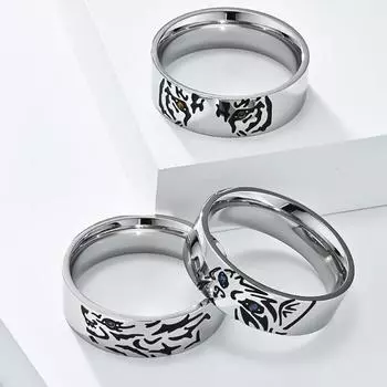 Нейтральная простая ручка, тигр, волк, кот, животное, титановое стальное кольцо для мужчин, модный нишевый дизайн, кольцо на палец для пары, мужская уличная одежда, ювелирные изделия 6#