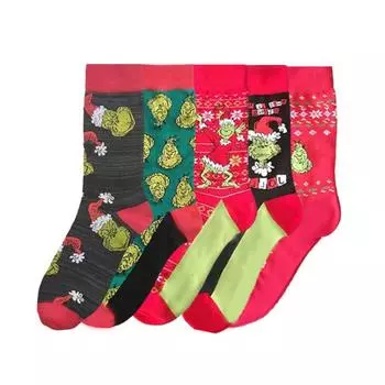 Нейтральные рождественские носки Носки Санта-Клауса Чулки с лосем Подарок One Size зелёный