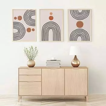 Нейтральный геометрический настенный художественный постер середины века, абстрактные радужные картины, холст, картина, принт для гостиной, современный домашний декор 21cm30cm NoFrame