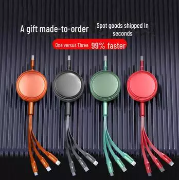 Нейтральный выдвижной кабель для быстрой зарядки 3-в-1 drum темно-зеленого