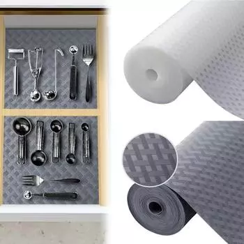 Неклейкая подкладка для полок, защита для кухонных шкафов, безопасная для пищевых продуктов, легко режется и очищается, нескользящая водонепроницаемая подкладка для ящика защищает белый