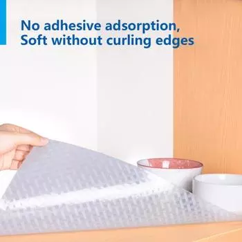 Неклейкая подкладка для полок Защитная пленка для кухонных шкафов Безопасна для пищевых продуктов Легко режется и очищается Нескользящая водонепроницаемая подкладка для ящика Защищает поверхности Подкладка для шкафа белый