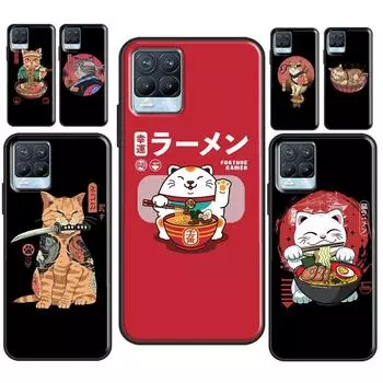 Чехол-накладка Neko Ramen Japan Cat Anime для Realme 8i 8 Pro GT Neo 2 Master C15 C21 Coque для OnePlus 8T 9R Nord2 9 Pro GT Master Explorer5G