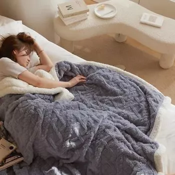 NEKOHASHI толстое одеяло для овец полностью комбинированное холодное запах тепло скандинавское новое синее одеяло, одинарное, толстое, зимнее, теплогенерирующее, из двух частей синий