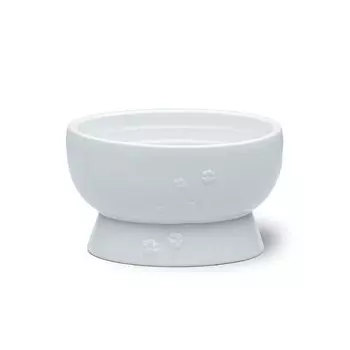 Nekoichi Cat Bowl with Legs, Mino Ware, Made in Japan (White, Water), Microwave & Dishwasher Safe