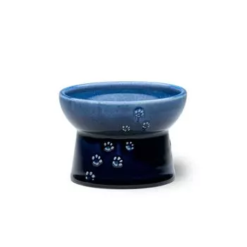 Nekoichi Cat Food Bowl with Mino Made in Japan Reduces Microwave Dishwasher Safe Legs, Ware, (Blue, Food), Spitting, &