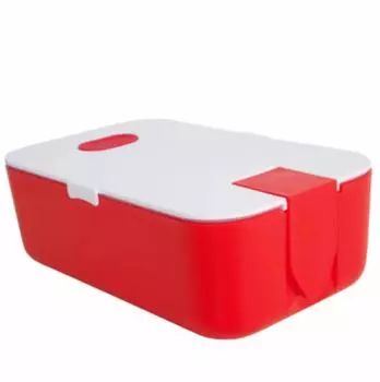 Nektar Red Lunch Box, Red, Leak Proof, Meal Box, Plastic