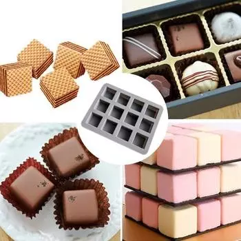 Нелипкая форма для шоколада, легко снимается с формы, квадратная форма «сделай сам», 12 сеток, силиконовая форма для торта, хлеба, инструменты для выпечки серый