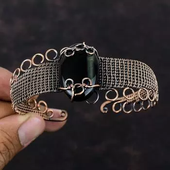 Nellite Bangle Copper Wire Wrapped Gemstone Cuff Bracelet Adjustable Bangle Handmade Cuff Bracelet Nellite Copper Wire Jewelry Gift For Wife